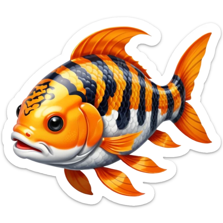 Pretty Asian ornate painted Japanese aesthetic beautiful shiny pretty glossy smooth Koi-Fish with tiger stripes on it sticker