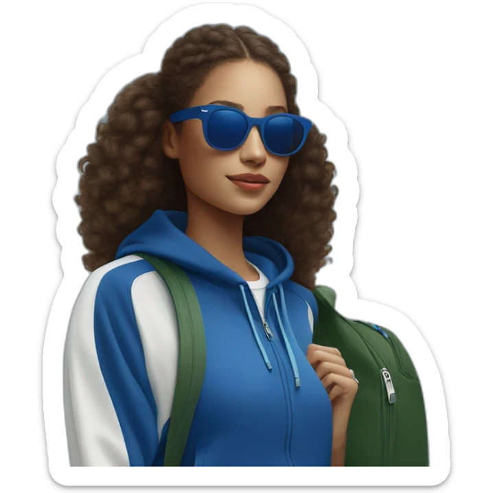 Lacoste bag girl with black lacoste hoodie e and blue oakley sportive sunglass  sticker