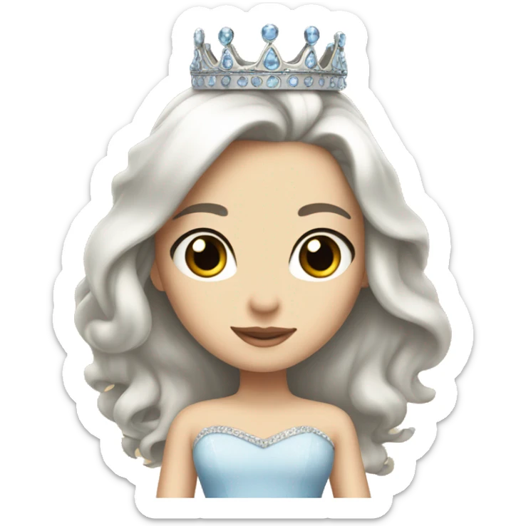 PRINCESS WHITE SKIN, STRAIGHT DARK HAIR, WITH PRINCESS CROWN, WITH PRINCESS DRESS sticker