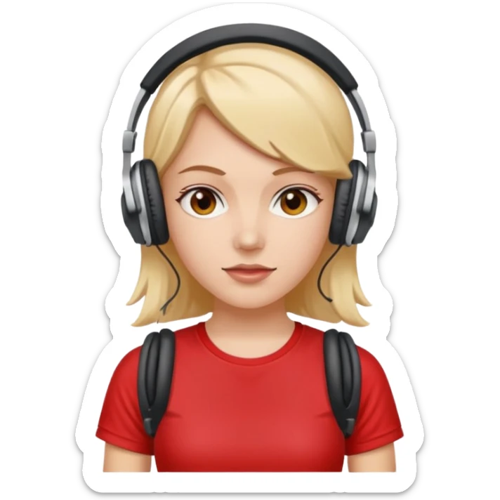cherryhead skin white girl with deportive t shirt and headphones sticker