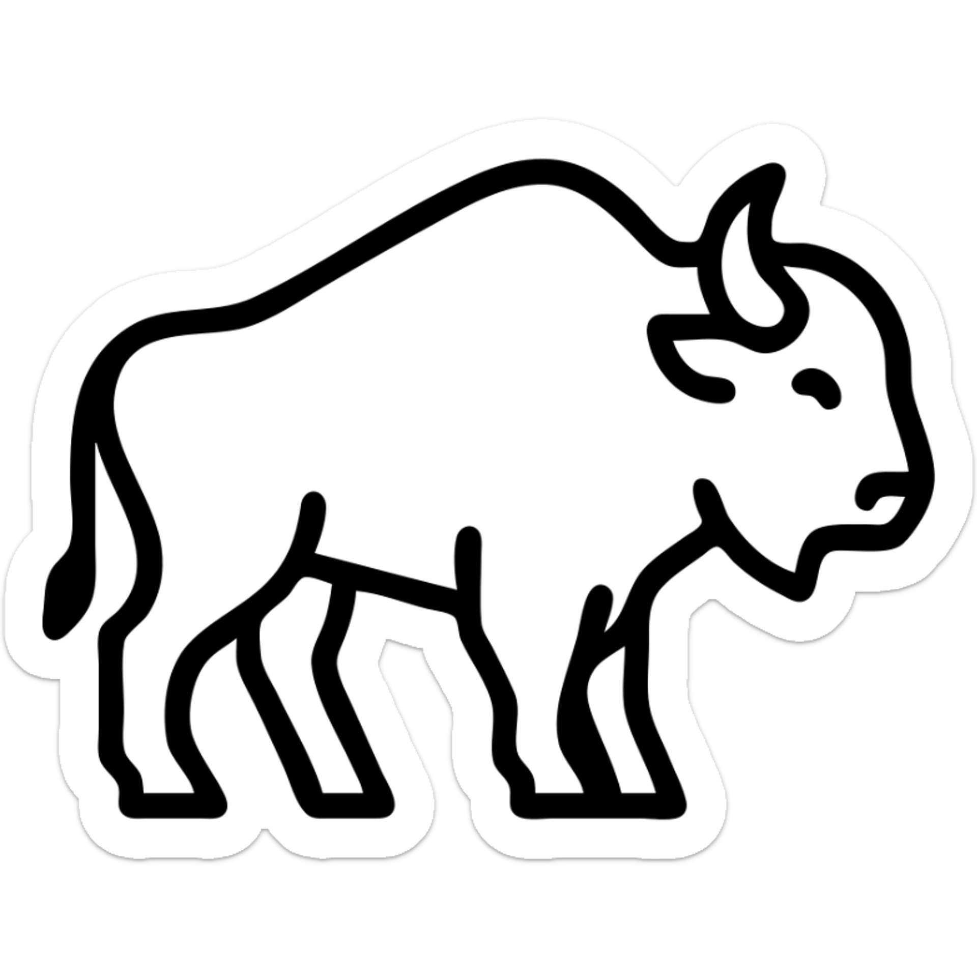 buffalo, modern icon style, simple and bold, minimal color, clear outline, suitable for app icon sticker