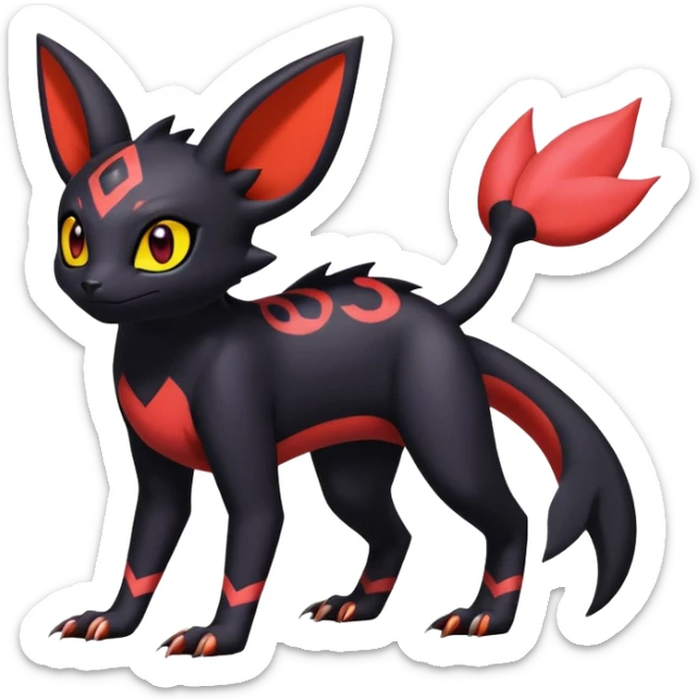 Salandit-Umbreon-Litten-Noibat-Fakémon-hybrid-creature (full body)  sticker