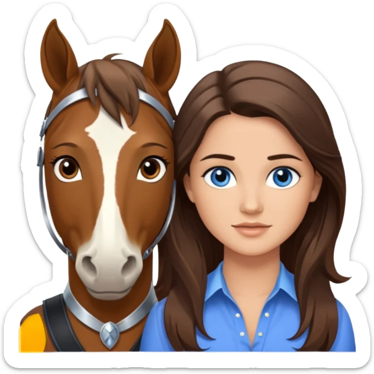 Blue eyed trevor donovan with brown eyed danica mckellan and a brown horse sticker