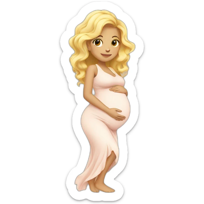 adorable pregnant blond full body women with beach-wave-hair sticker