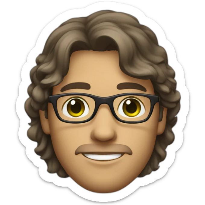 male graphic designer with glasses and green eyes, brown and semi-wavy hair sticker