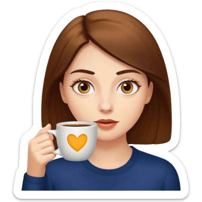 Woman drinking coffee and The edges of the eyes are wide open. sticker