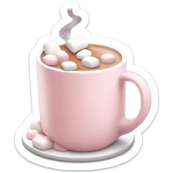 Light Pink mug of hot chocolate with marshmallows  sticker