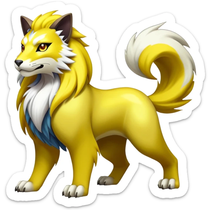 Shiny Elemental Exotic Raikou-Persian-Delcatty-Pokémon-Fakémon-hybrid-creature (full body) sticker