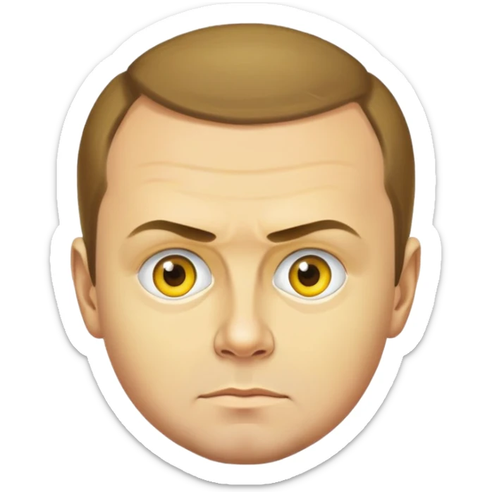 photorealistic portrait of Dmitry Medvedev as an emoji, round yellow face, very detailed and realistic, serious look sticker