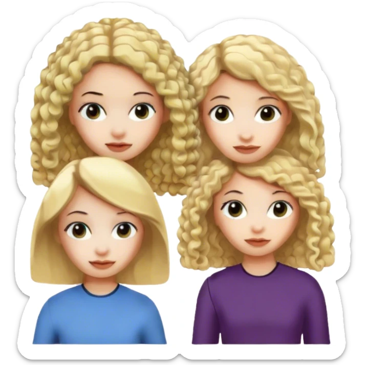 Two blonde girls and one black curly hair, all ugly sticker