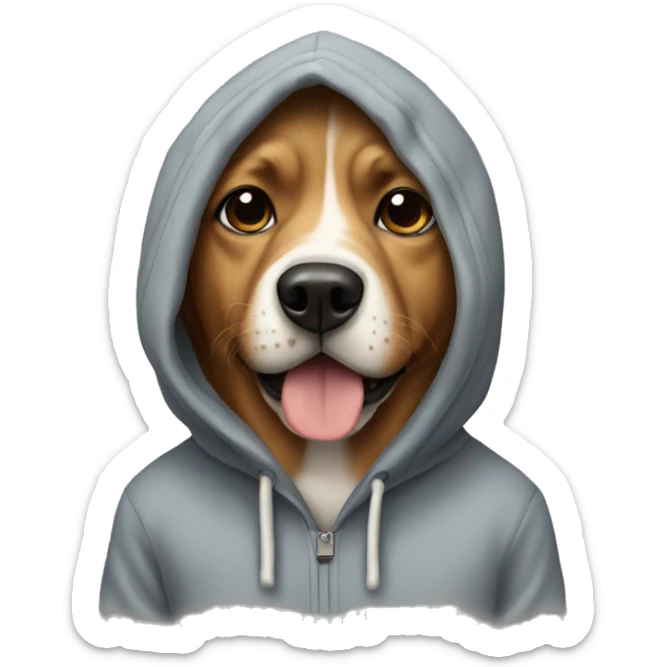 Dog wearing a hoodie sticker