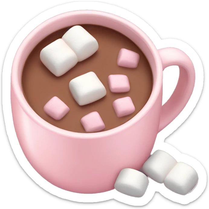 Light Pink mug of hot chocolate with marshmallows  sticker