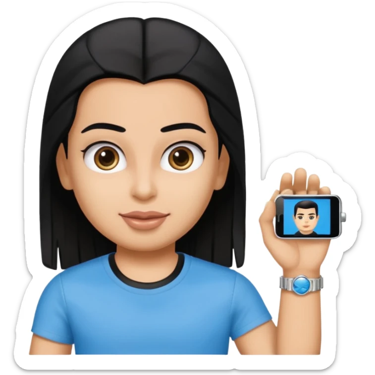 driving license with the photo of ipretty bratz emoji of salman khan wearing a black tee, silver- blue bracelet, black hair sticker