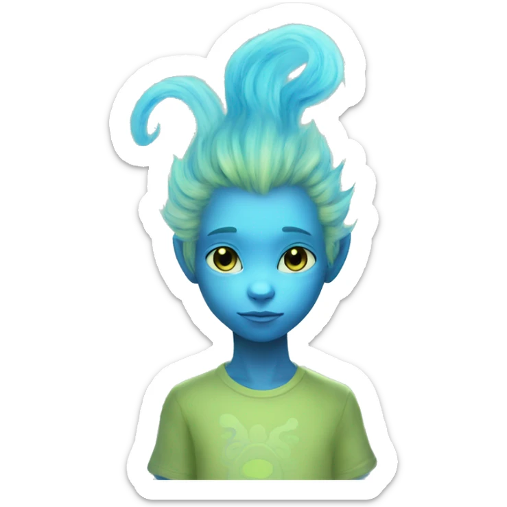 na'vi human blue skin bioluminescence teen hybrid boy tail alien cat face sticker