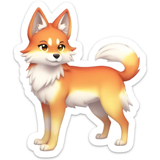 Colorful Shiny Fionbri-Falvie-sparkle-wolf-sona full body sticker