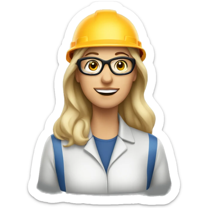 Caucasian woman wearing a safety helmet, safety glasses and earplugs sticker