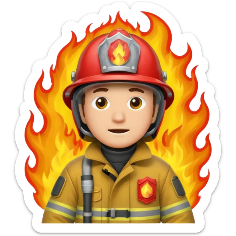 Fireman fire sticker