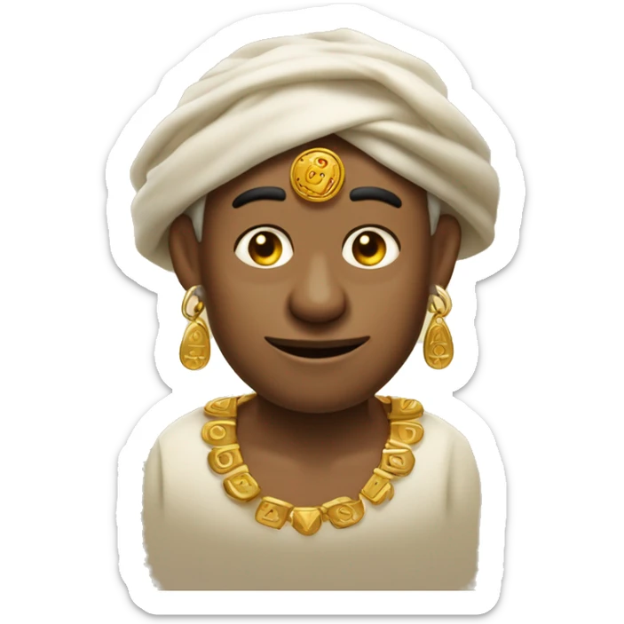 Un hombre con joyas de oro simulando la cultura de nazca sticker