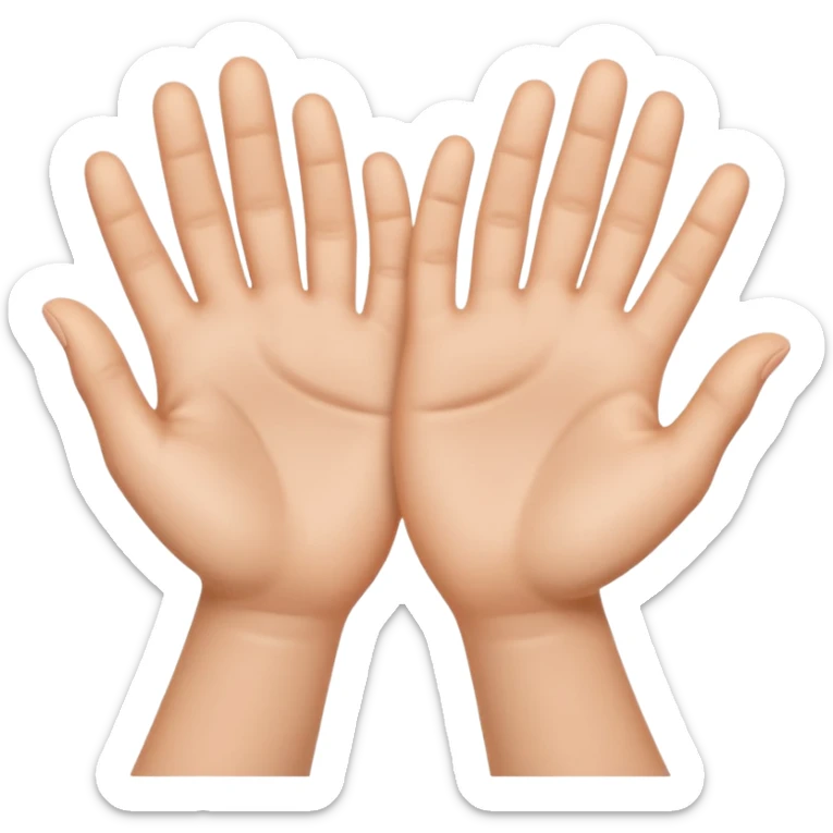 Emoji icon of open hands facing up, soft realistic skin texture, smooth shading, minimal details, centered composition sticker