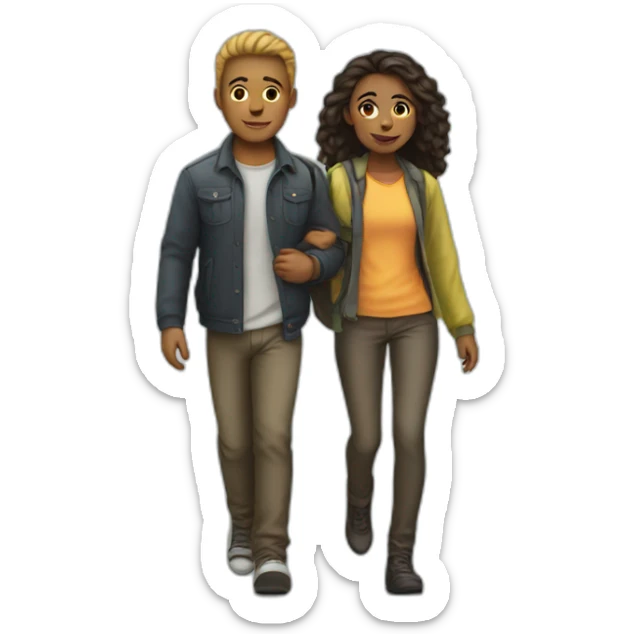 Straight girl and gay guy walking to work in sf sticker