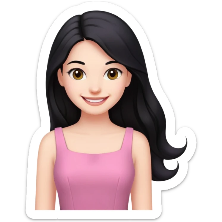 Business dress pink woman caucasian long black hair girl sticker