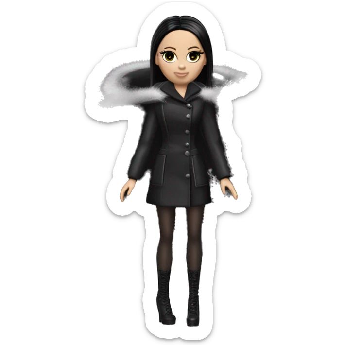 Fun ‘n Fur Barbie, teen Wednesday Addams, cape,veil,funeralwear,showing off, show full body,accessories coat gloves  sticker