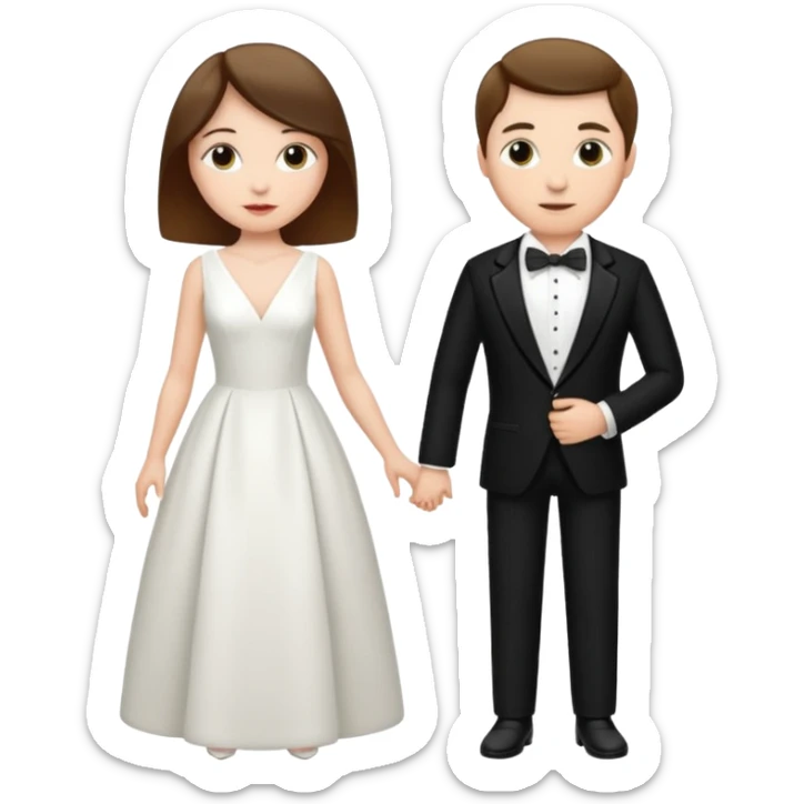 A woman in a white dress and a man in a tuxedo sticker