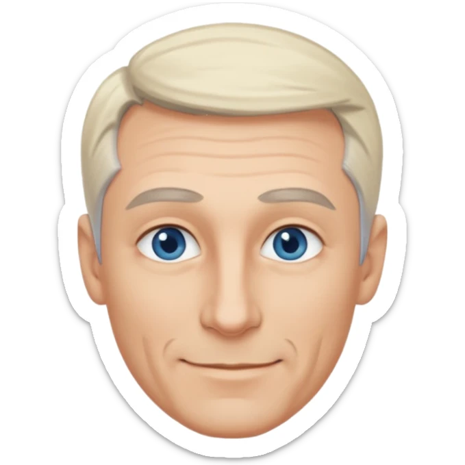 Avatar pic male gray hair blue eyes clean shaven blonde eyebrows high cheekbones sly smile long eyelashes sticker
