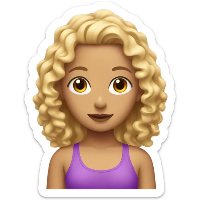 girl with curly blonde hair and a tan swimming in a pool   sticker