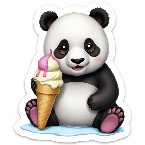 Panda eating ice cream sticker