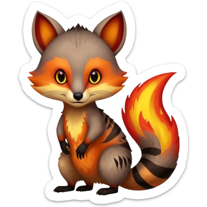 Fiery Wicked Cool Hot Edgy Badass Civet-Numbat-Fox-Vernid-fusion-hybrid-creature sticker