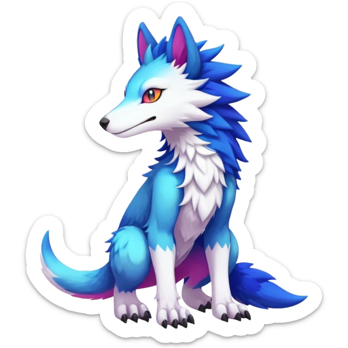  Colorful Kawaii Sergal-Fionbri FurSona Fakemon Full Body sticker