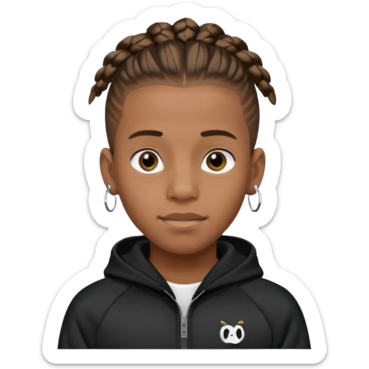 A young (about 15/16) Somali boy wearing a black tracksuit with AirPods in and grillz also his hair is in cornrows sticker