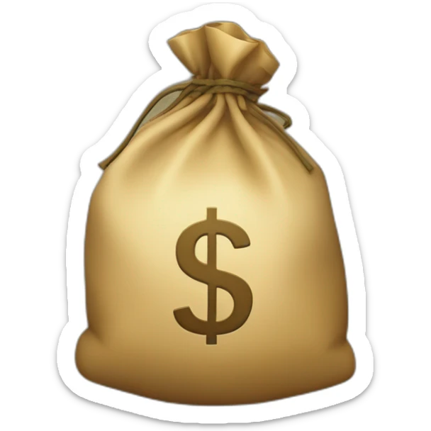 Money bag with letter ₸ in the center of the bag sticker