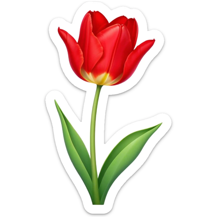 ​Cinematic Realistic Tulip, depicted as a single, exquisitely detailed bloom with vibrant red petals and a delicate stem, softly illuminated by natural light that highlights its graceful beauty and elegant form, sticker