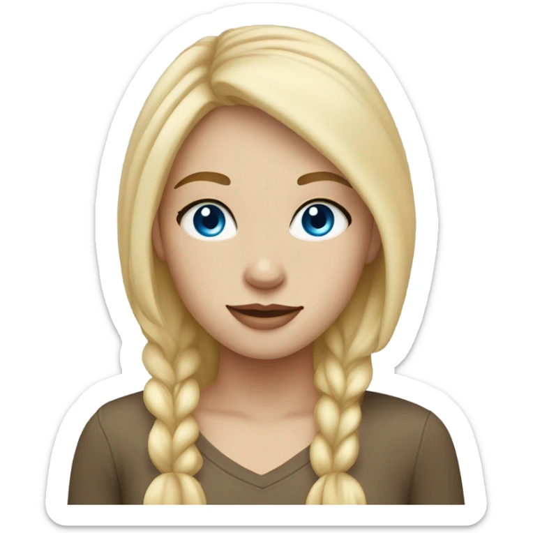 very pretty girl with blonde hair and blue eyes, freckles and light skin color sticker