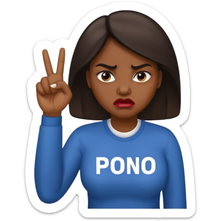 Letters saying “don’t PMO” meaining “don’t piss me off” With an angry lady standing behind the letters with her fingers up  sticker