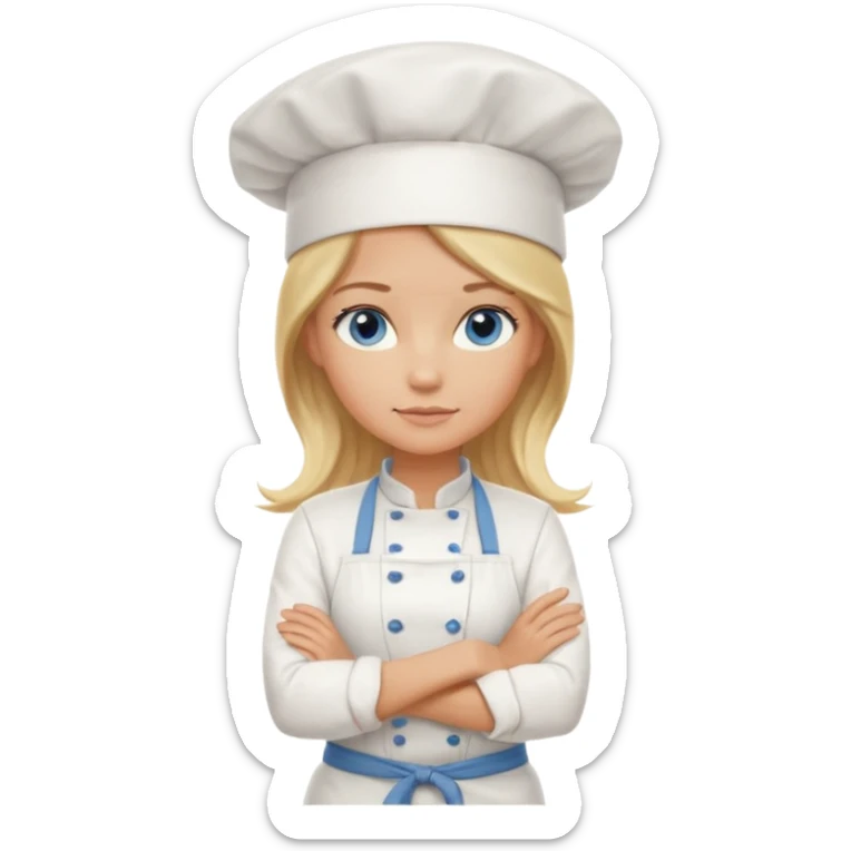 Sexy Full body  pretty
Long Blonde hair blue eyed female chef arms folded wearing tank top and denim shorts and chef hat arms folded sticker