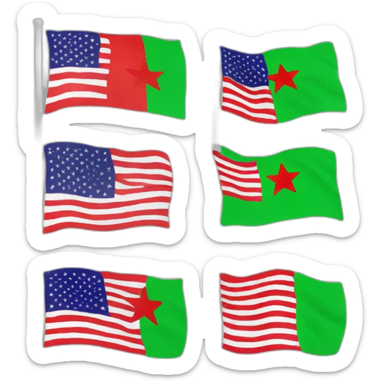 The flag is green at the top, white in the middle, with three red stars, and black at the bottom sticker