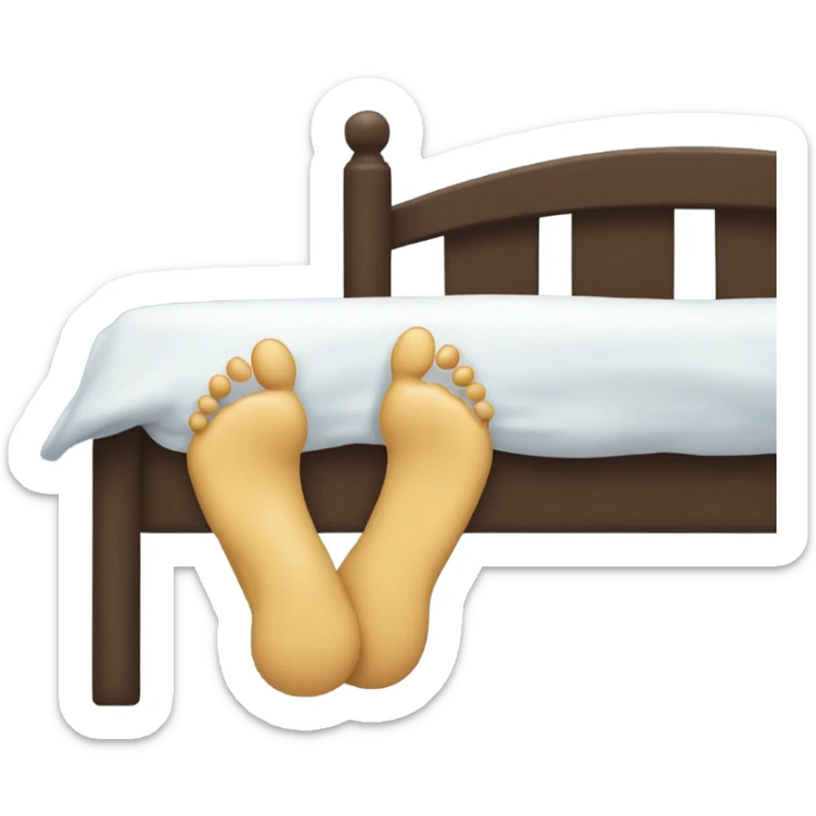 Feet hanging off the side of the bed with a hands tickling them ￼ sticker