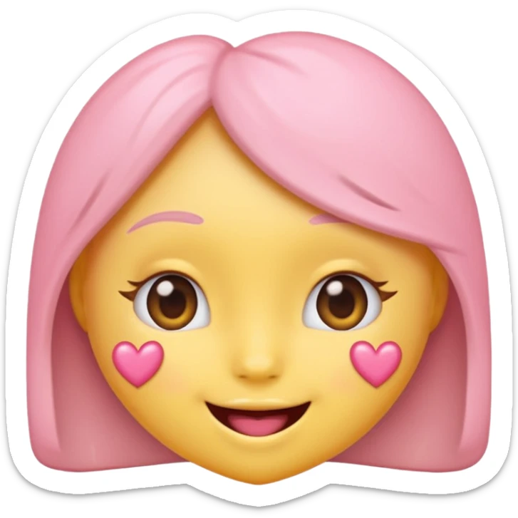 cute emoji, heart eyes, playful grin, pastel pink and yellow, no background sticker