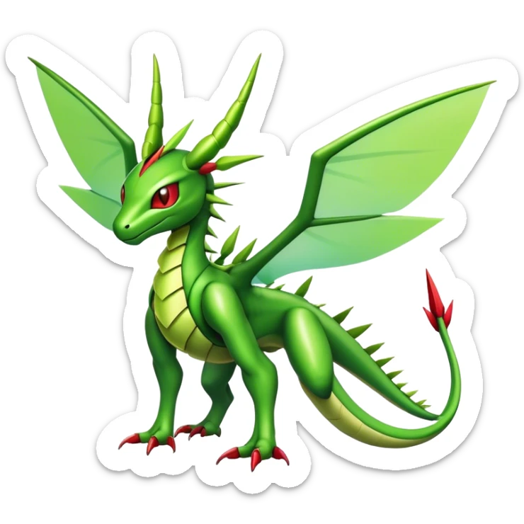  Cool Edgy Shiny Colorful Futuristic Ethereal Legendary Scyther-Flygon-Digimon-hybrid full body sticker