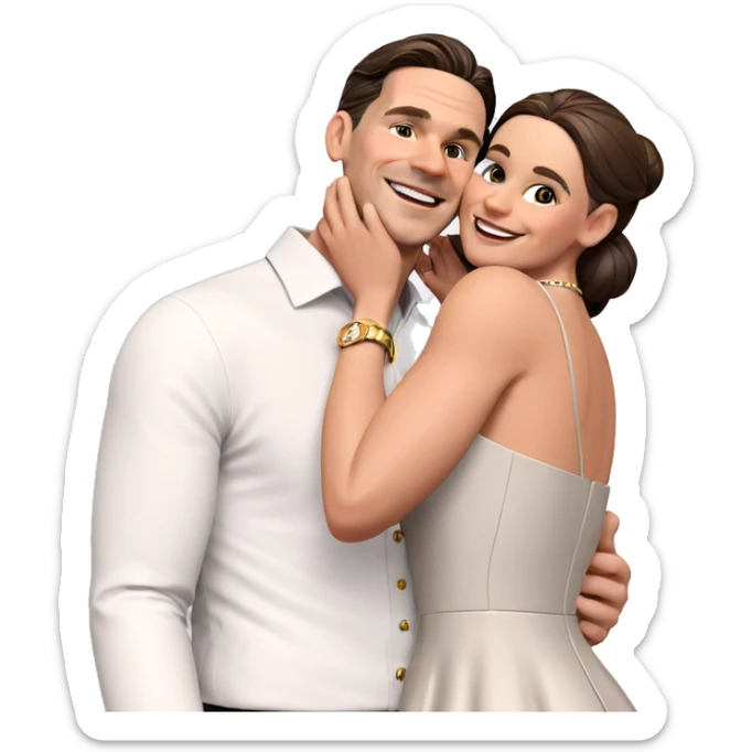 smiling couple in elegant attire sticker