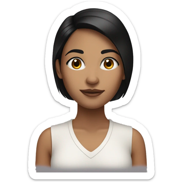 A slightly brunette person with mixed black hair and a hoop earring in each ear. Her nose is small, her skin is clean, her eyelashes are long. sticker