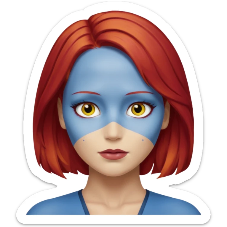 x-men mystique red hair yellow eye looks like jennifer lawrence sticker