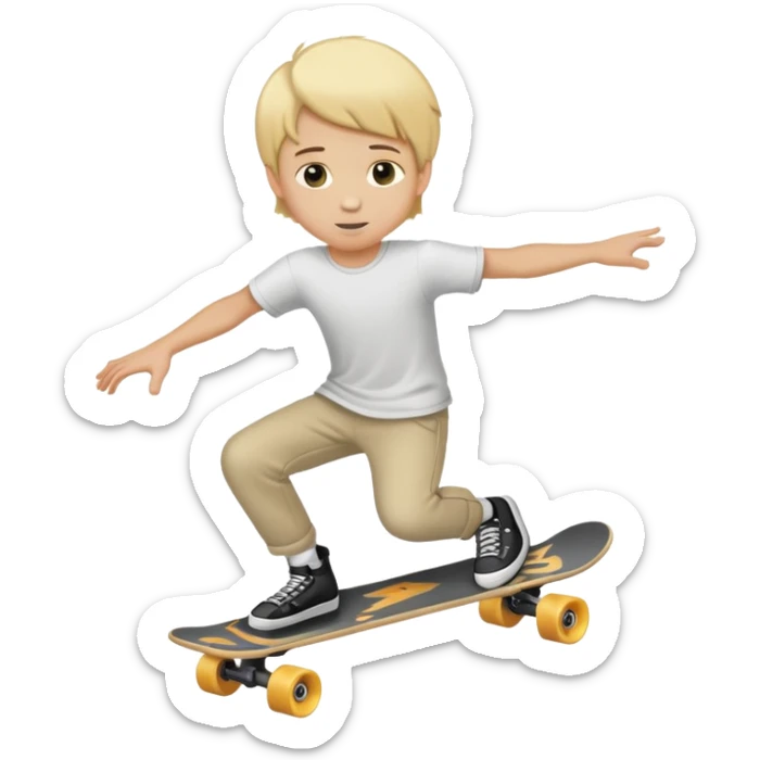 Un Niño patinador con un parin con quatro ruedas i rubio sticker