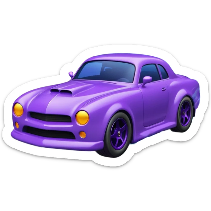 Purple car drifting with navy blue flames coming out of the rear tires. sticker