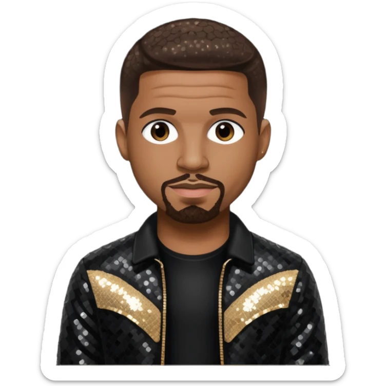  Stevie J, Record Producer with dark brown hair, black sequin outfit sticker