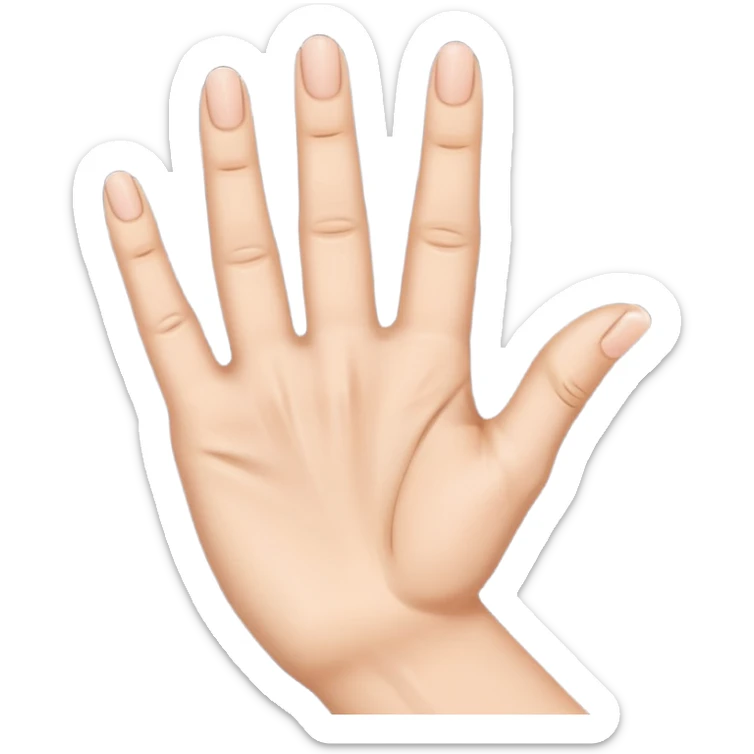 Fais-moi demain coller les unes à côté des autres. La première main gauche le pouce, l’index, majeur sont levé alors que l’annulaire et auriculaire sont repliés. Reproduit la même chose pour la main droite. sticker