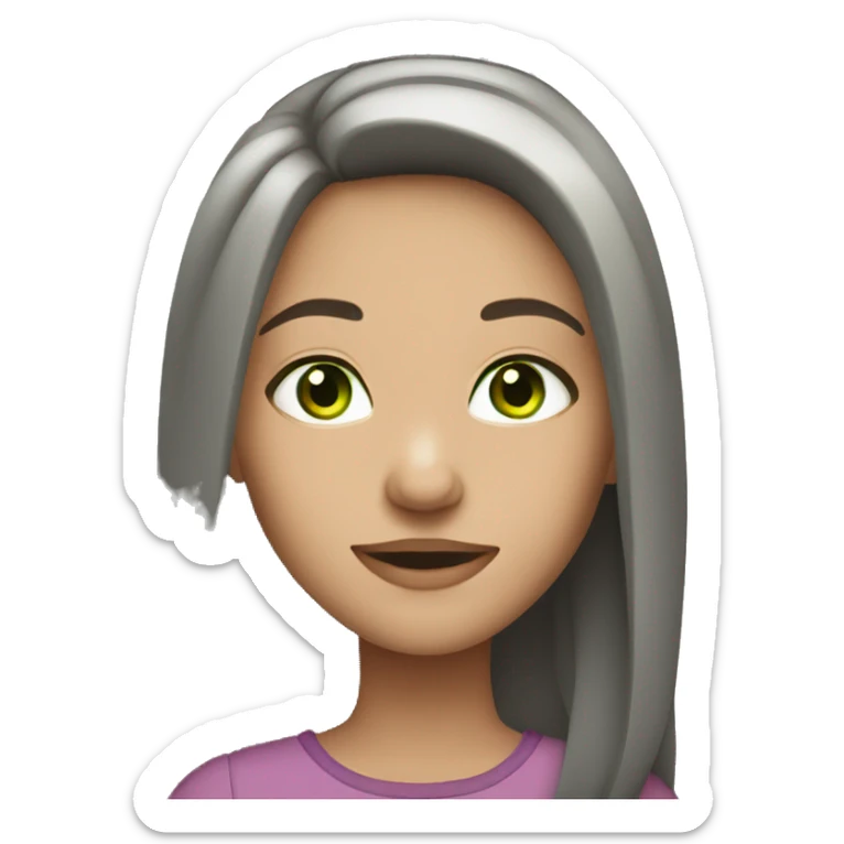 girl with straight grey brown hair and green eyes sticker